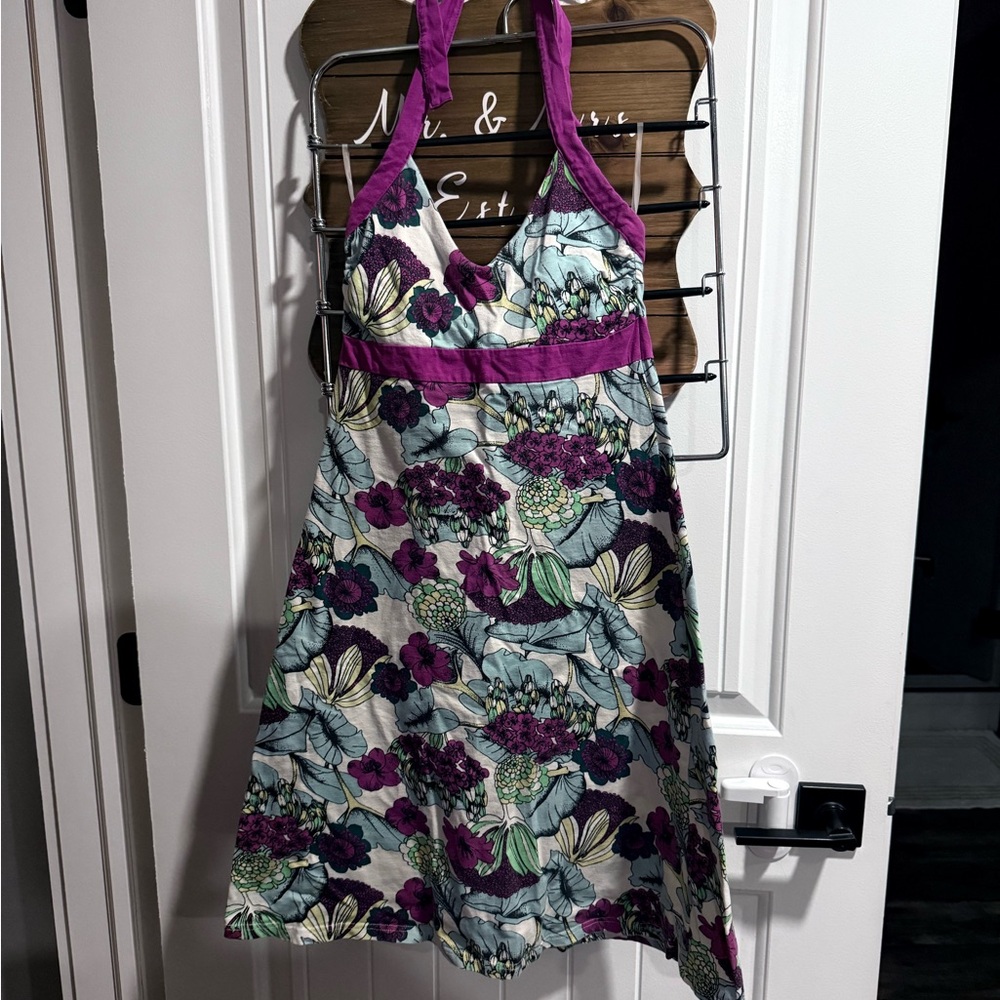 Patagonia Floral Halter Dress with Purple Accents